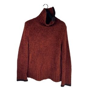 POWWOW WOMENS Orange Rust Colored Sweater with Slit Cowl Neck Wide Sleeves XS